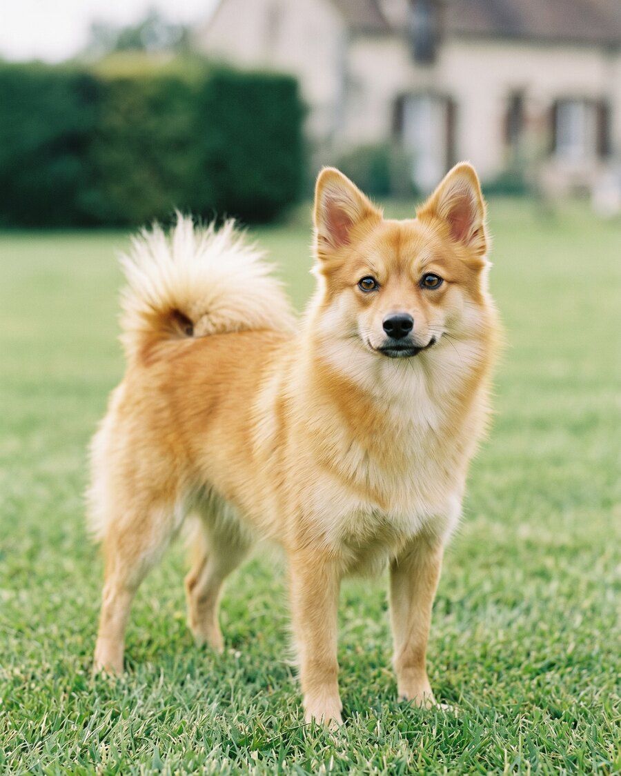Uma, jeune femelle spitz moyen orange, portrait en pied